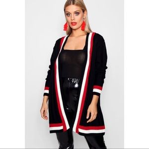BooHoo Plus Contrast Stripe Chunky Cardigan